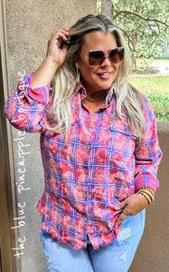 RYANN bleached look flannel button up