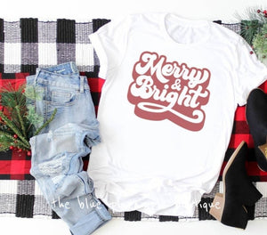 Retro MERRY & BRIGHT graphic tee