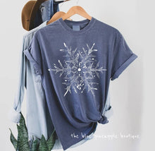 Load image into Gallery viewer, Snowflakes and Blue Jeans Christmas/Winter tee
