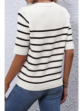 Load image into Gallery viewer, DAY TO NIGHT Striped Sweater Tee w. Button Detailing
