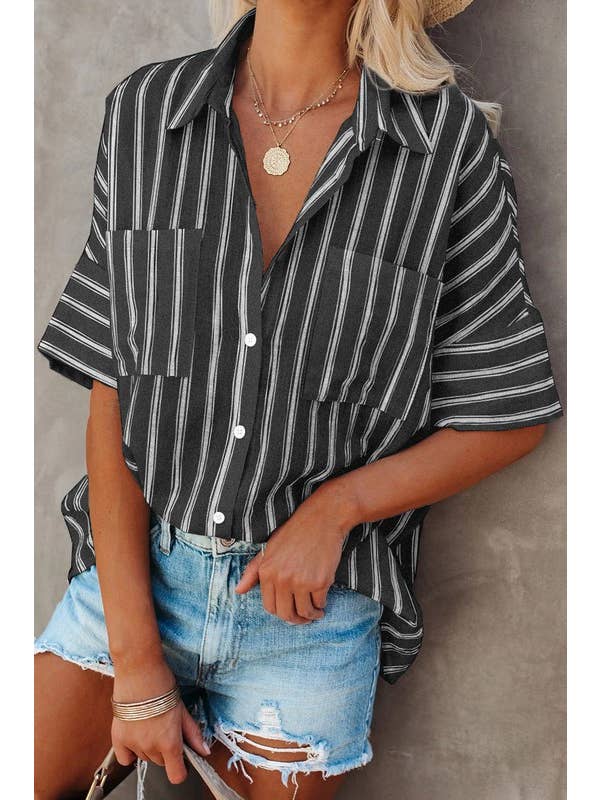 LAID BACK VIBE Button Up Top