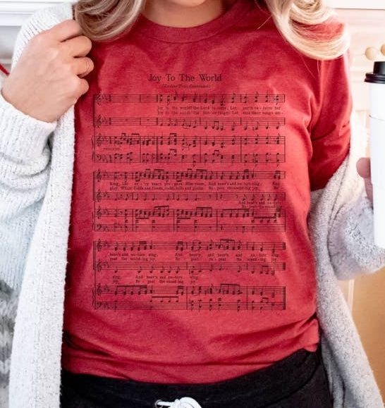 Joy To The World Sheet Music Christmas graphic tee🌲