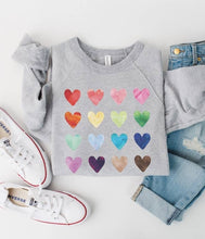 Load image into Gallery viewer, Watercolor Hearts French Terry Sweatshirt
