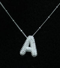 Load image into Gallery viewer, Jeweled Cubic Zirconia Bubble Initial Necklace
