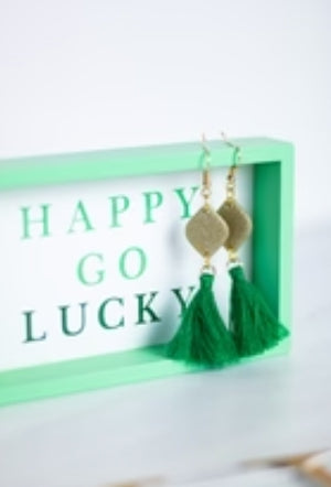 EJ Clay Green Tassle Earrings