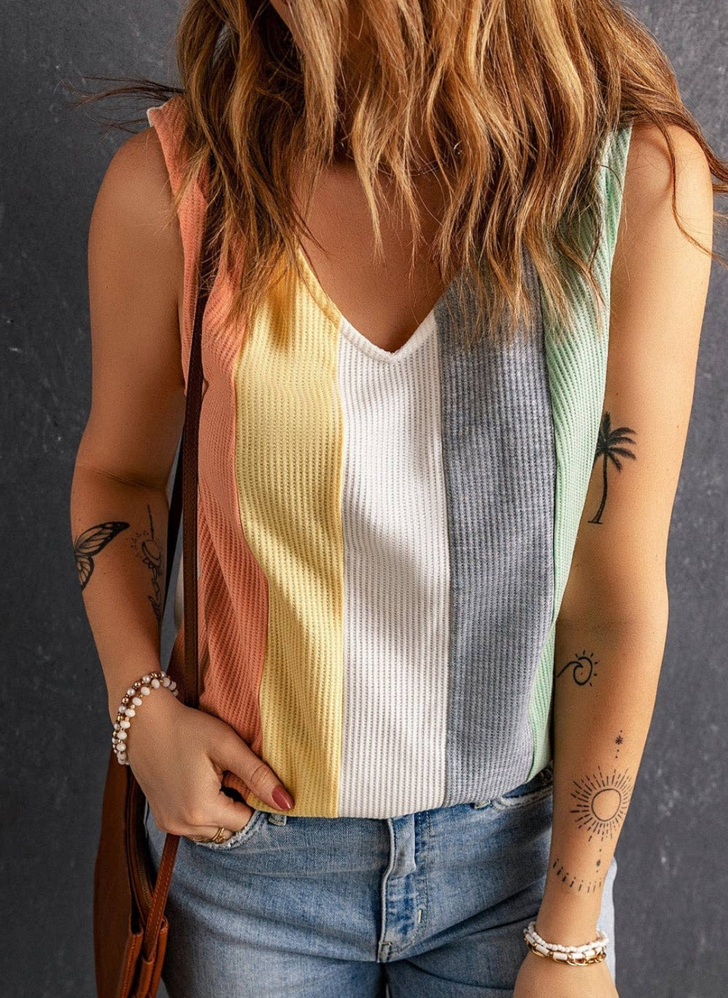 Sunset Beach Waffle Knit Tank Top