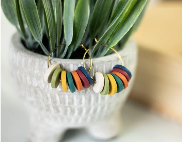 EJ CLAY Colorful Beaded Hoop Earrings