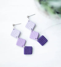 Load image into Gallery viewer, EJ CLAY Purple Ombre Dangle Earrings
