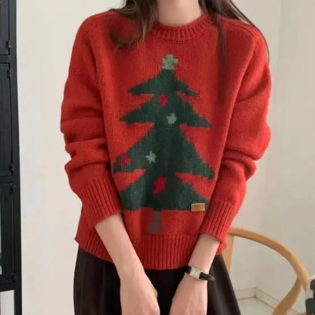 Primitive Christmas Tree crewneck sweater