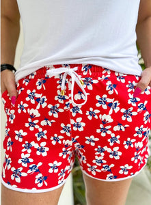 Rebel Red Floral Everyday Shorts by Jess Lea