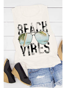 Beach Vibes flowy slub muscle tank