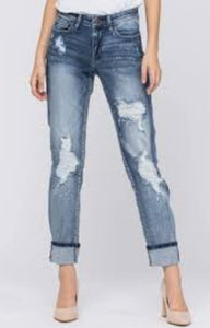 Judy Blue Bleach Splatter Boyfriend Jeans