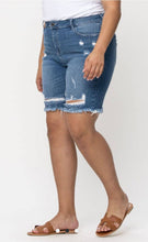 Load image into Gallery viewer, Ms Cello Light Distress Bermuda Shorts - Curvy
