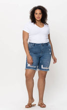 Load image into Gallery viewer, Ms Cello Light Distress Bermuda Shorts - Curvy
