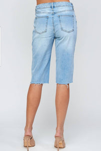 Sailor Light Wash High Rise Bermuda Shorts