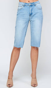 Sailor Light Wash High Rise Bermuda Shorts