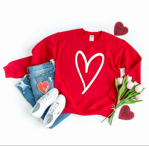 Hand Drawn Heart Valentine Sweatshirt