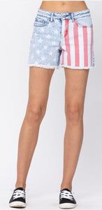 Judy Blue Stars and Stripes Mid-Rise Shorts - Style 150025