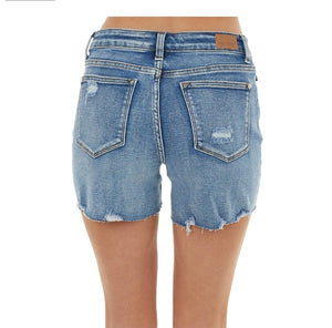 Judy Blue Lace Patched Denim Shorts - Style 150042