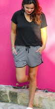 Load image into Gallery viewer, BLURRED LINES casual drawstring Everyday Shorts by Jess Lea
