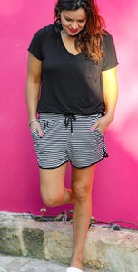 BLURRED LINES casual drawstring Everyday Shorts by Jess Lea