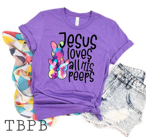 JESUS LOVES ALL HIS PEEPS graphic tee