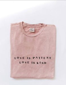 LOVE IS PATIENT - mineral wash graphic tee from Oat Collective