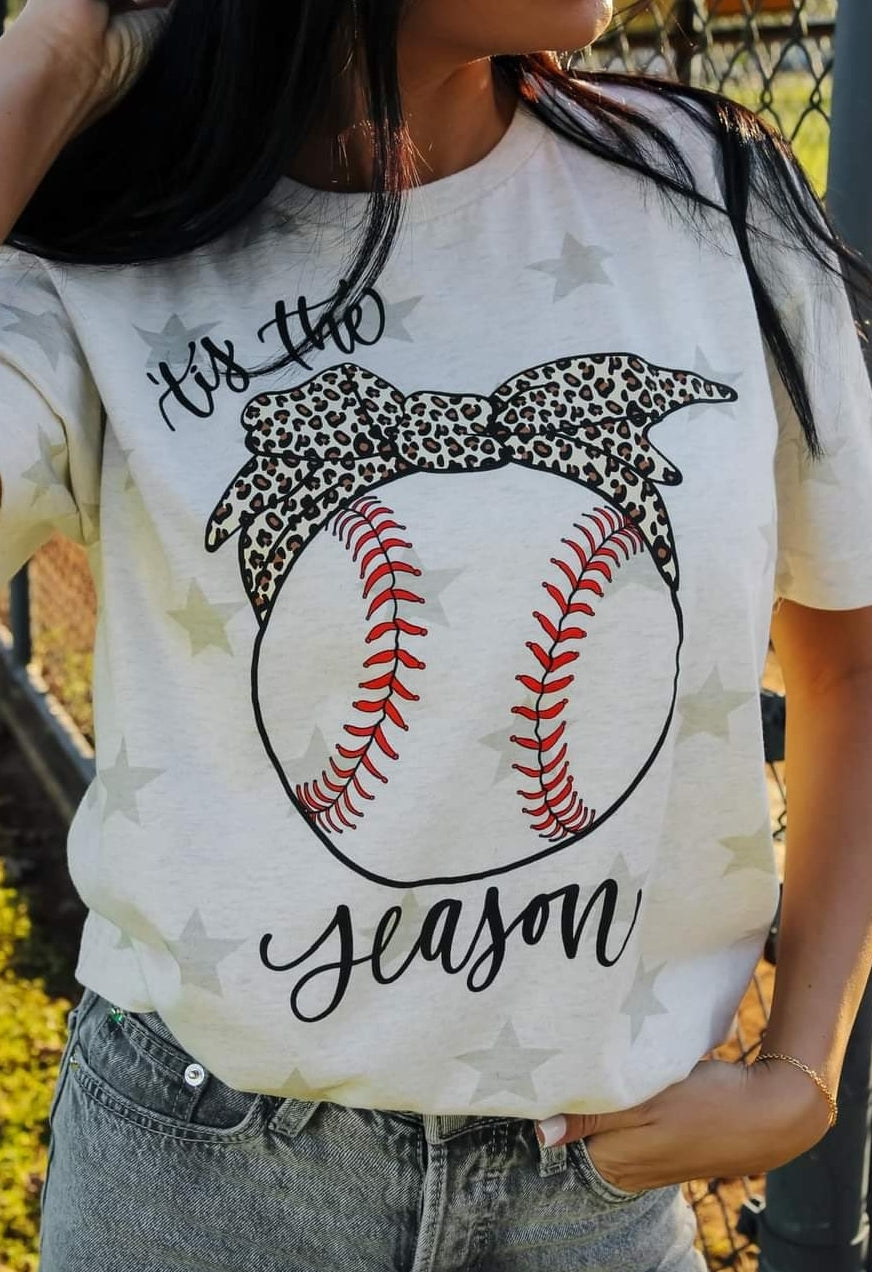 Tis The Season baseball star graphic tee